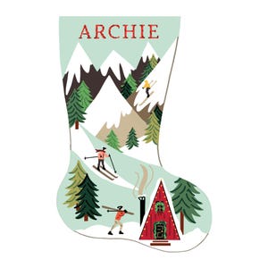 Ski Slopes Personalized Christmas Stocking Kit | Modern Needlepoint Canvas