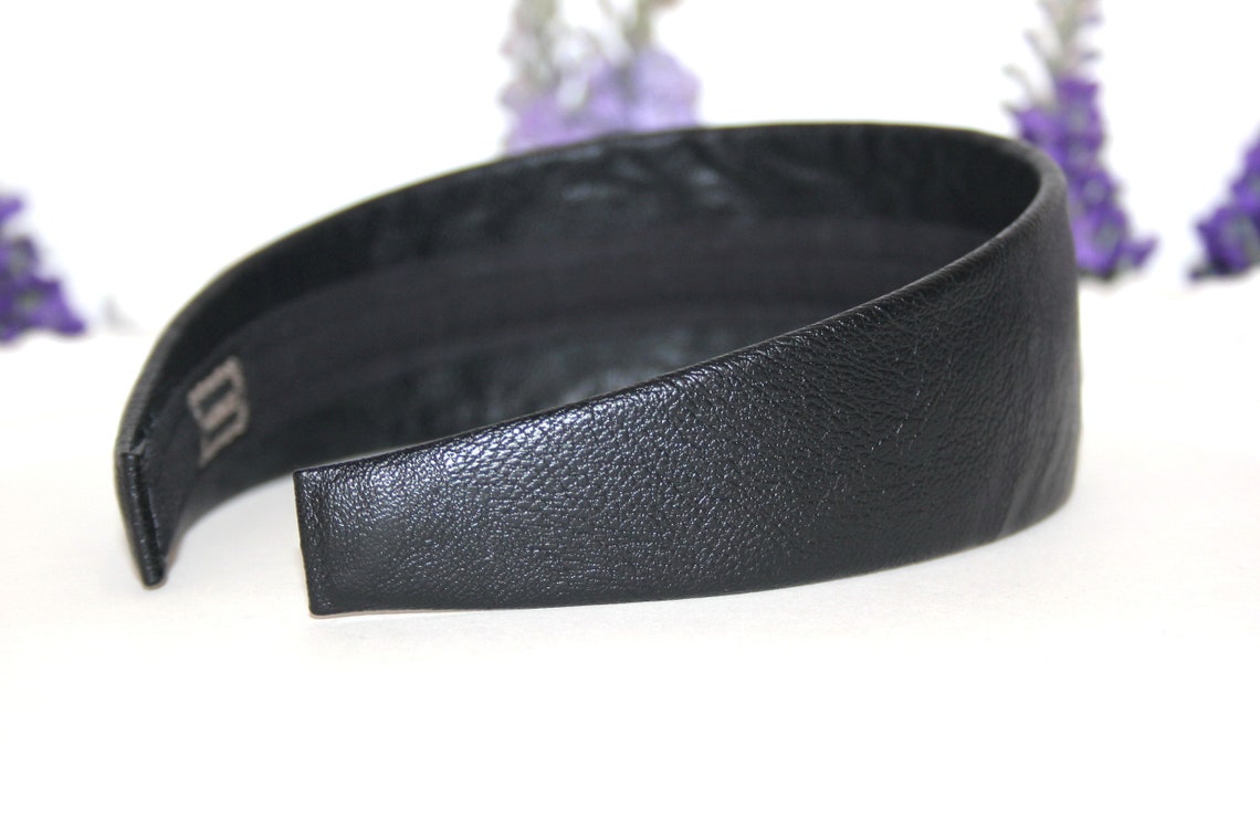 Black leather headband for women Classic Waldorf headband Etsy
