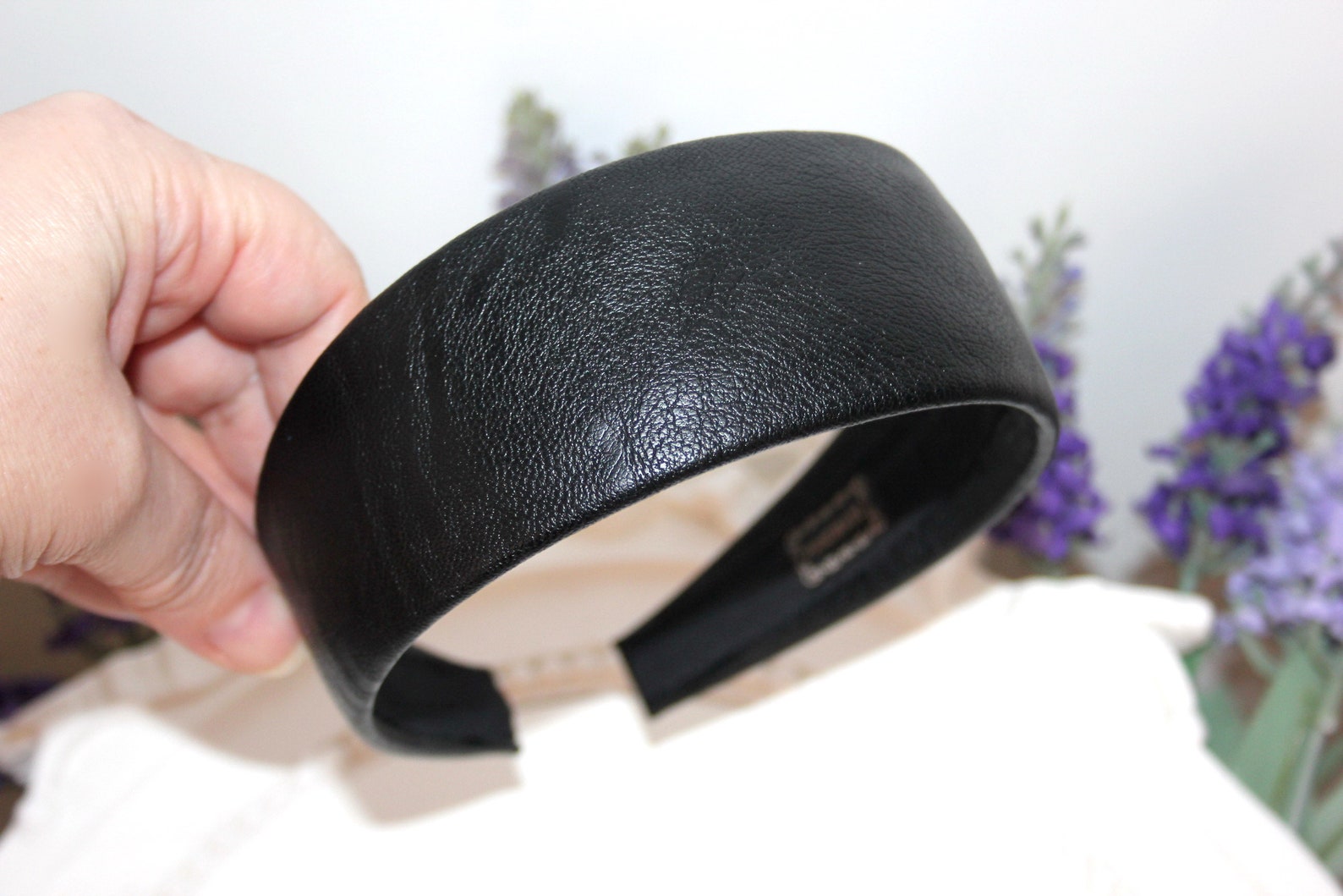 Black leather headband for women Classic Waldorf headband Etsy
