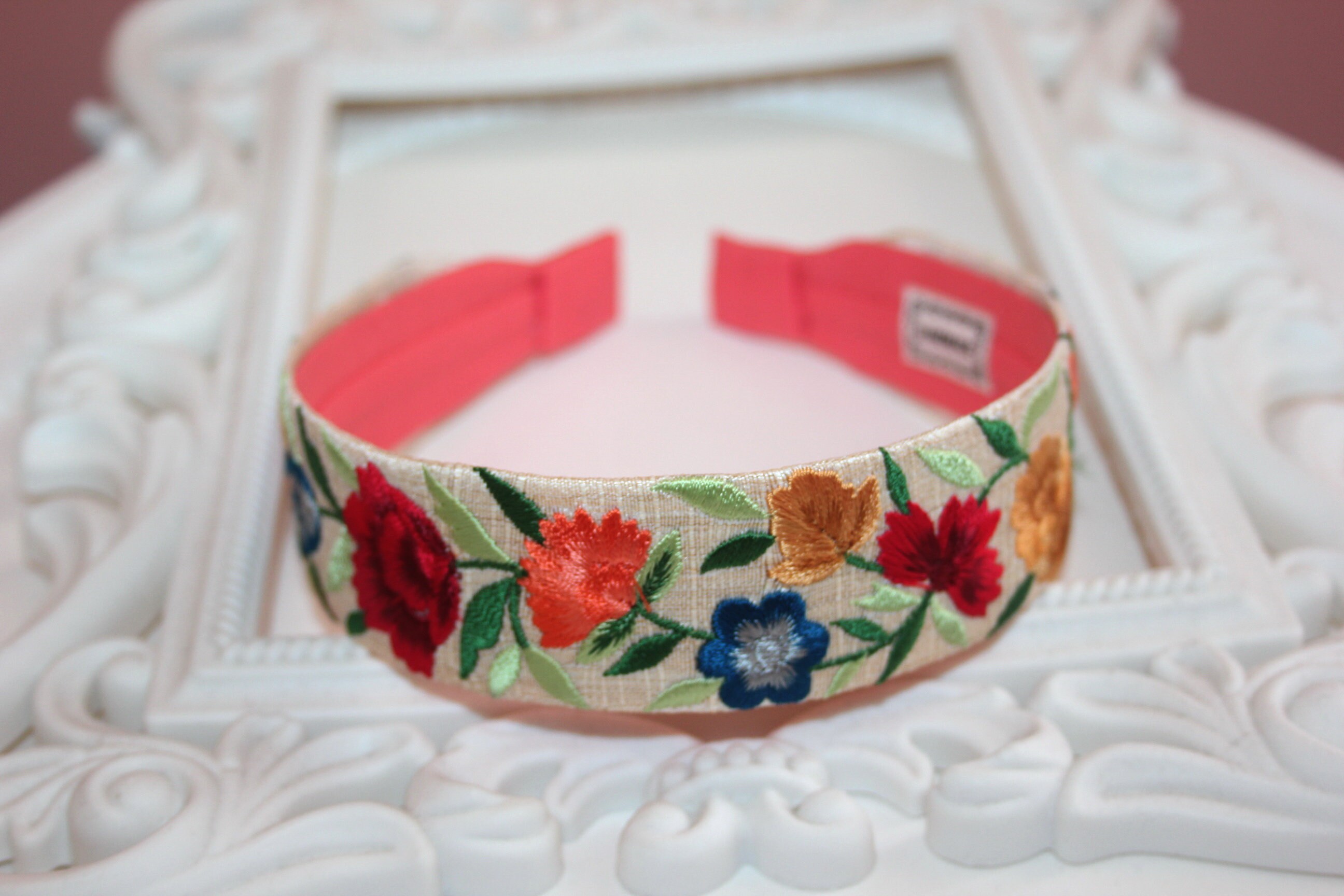 Embroidered headband for woman Colorful silk hairband stylish Etsy