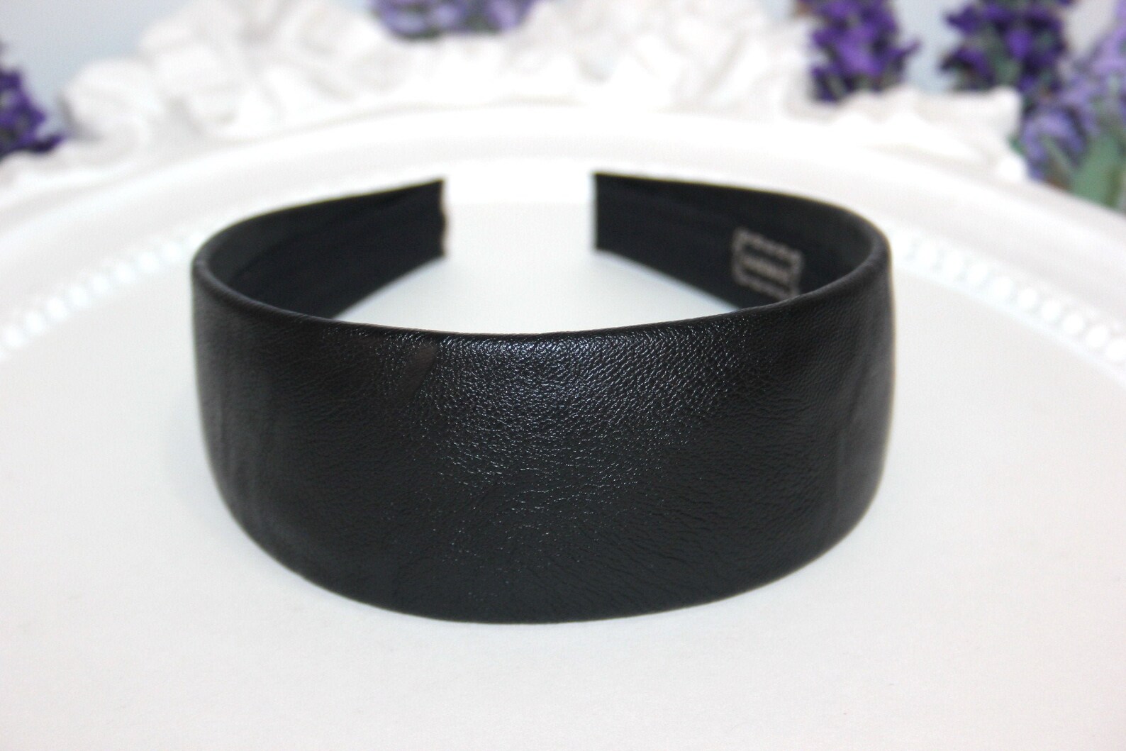 Black leather headband for women Classic Waldorf headband Etsy