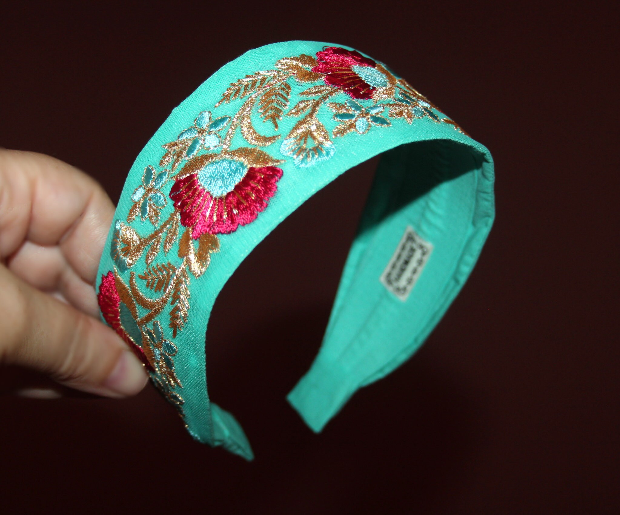 Turquoise embroidered headband adult 2.2 wide hairband Etsy