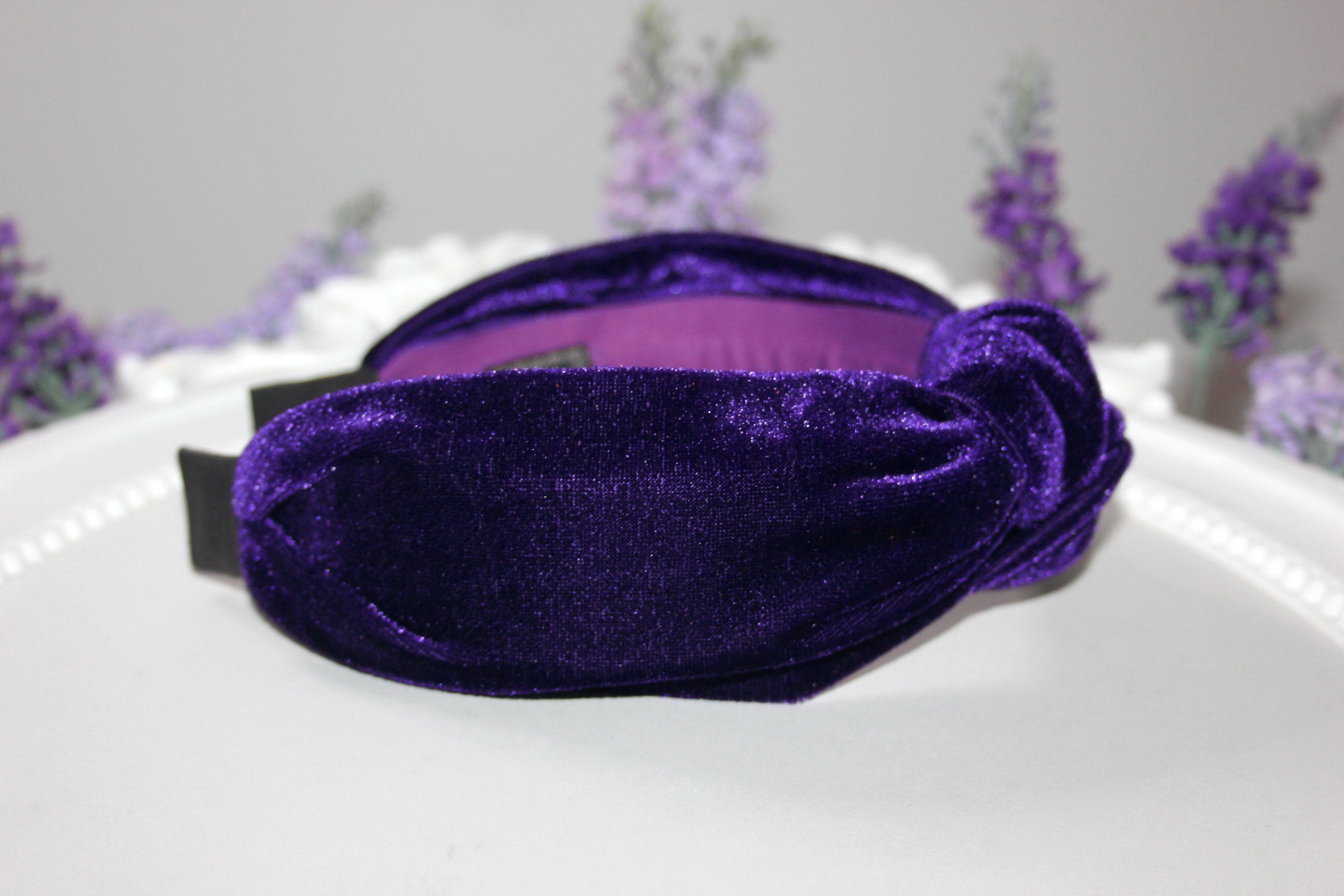 Dark Purple velvet knotted headband Women turban headband top | Etsy