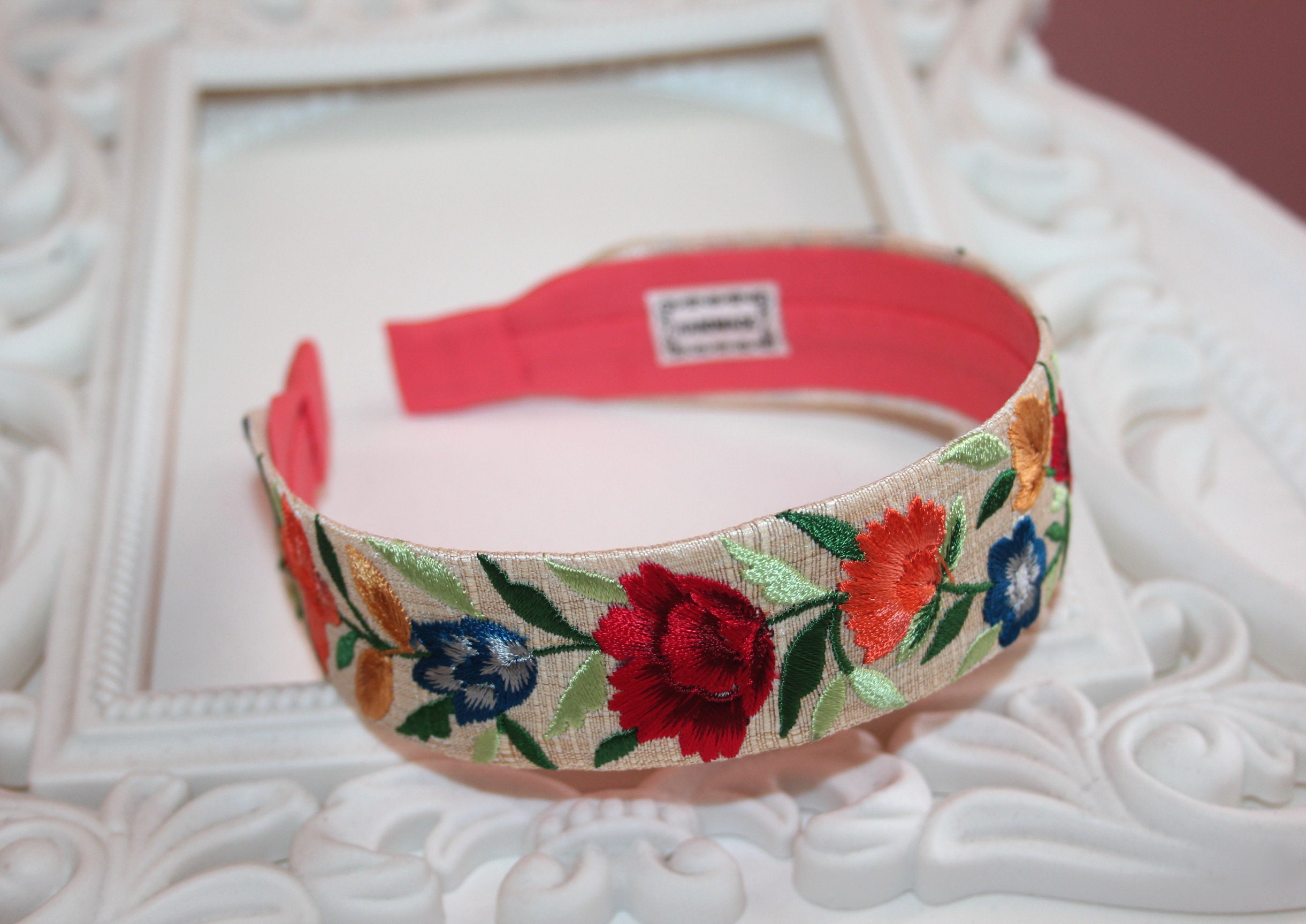 Embroidered headband for woman Colorful silk hairband stylish Etsy