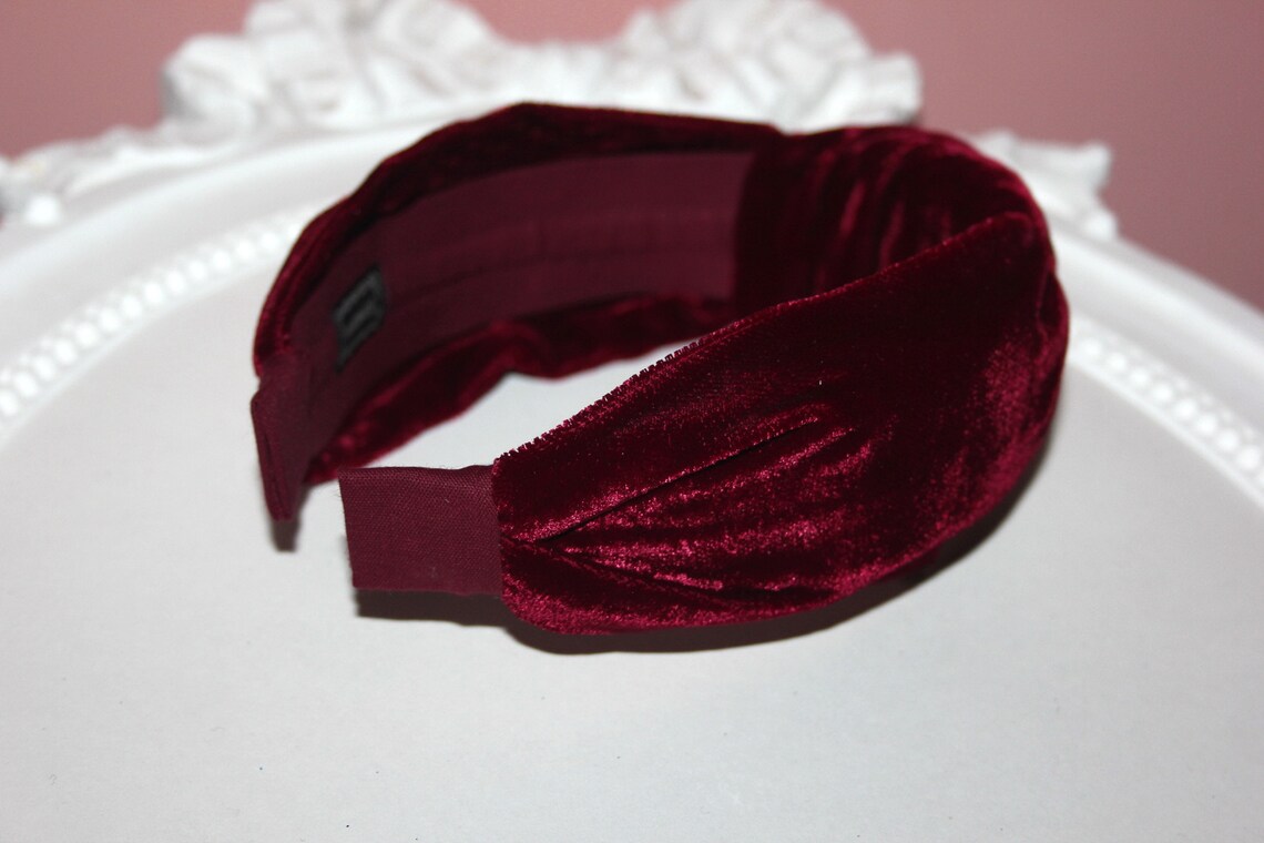 Women turban headband Dark Red velvet knotted headband top Etsy