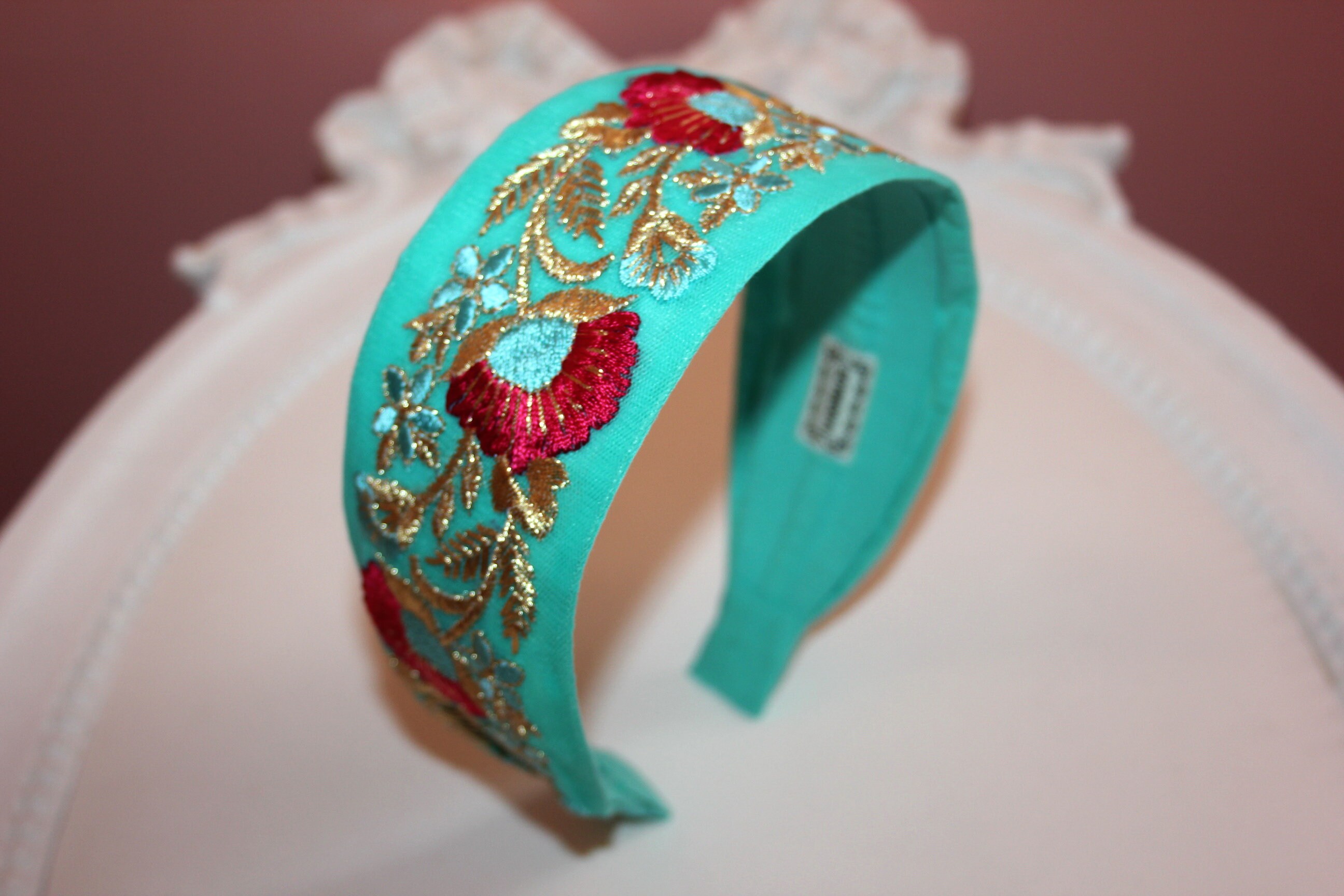 Turquoise embroidered headband adult 2.2 wide hairband Etsy