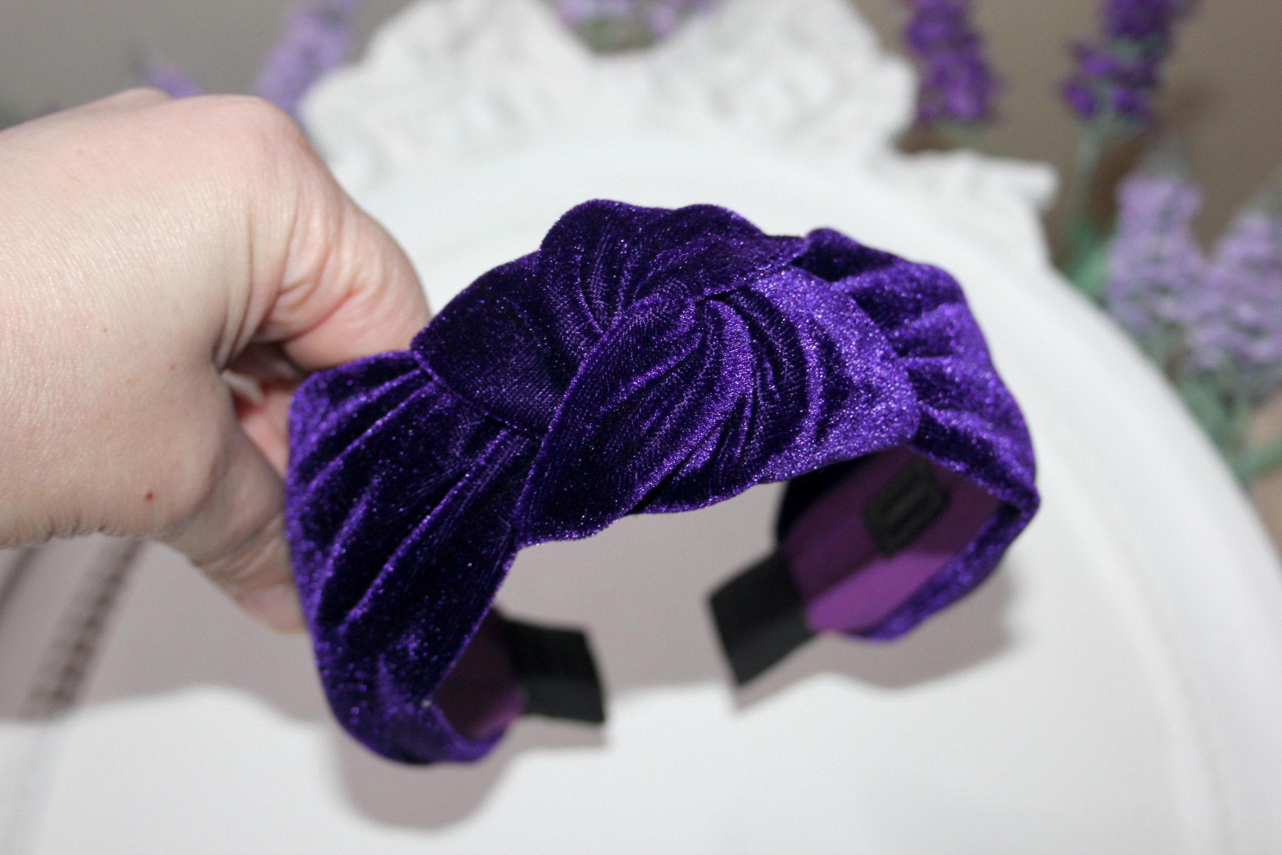 Dark Purple velvet knotted headband Women turban headband top | Etsy