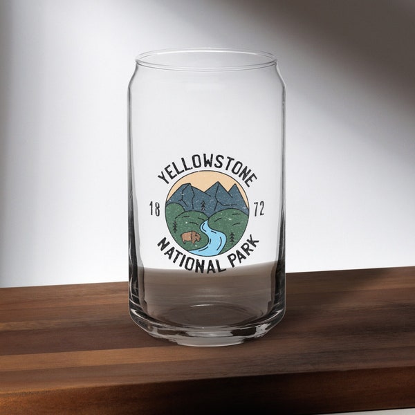 Yellowstone Can Glass, Yellowstone National Park Beer Can Glass Gift, Engraved City Map Glass, National Park Gift, Housewarming Gift