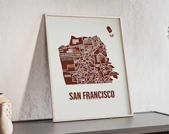San Francisco Map Art Print: Modern City Streets Poster