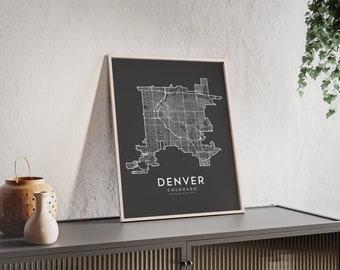 Denver Map Modern Art, State of Colorado Wall Art, Denver Map Poster, Modern State Map Art Poster, City Streets Map Print