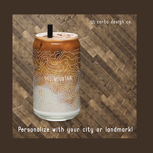 Benutzerdefinierte Stadtkarte Glas, benutzerdefinierte topografische Karte, personalisiertes Dosenglas, Karte von jedem Ort oder Wahrzeichen, Topo-Karte, 16-Oz-Dosenglas