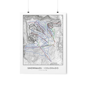 Snowmass Ski Map Art - Aspen Colorado - Topografische kaart - Ski Decor Gift - Ski Trail Map - Trail Map - Colorado Poster - Ski Art - Aspen Map