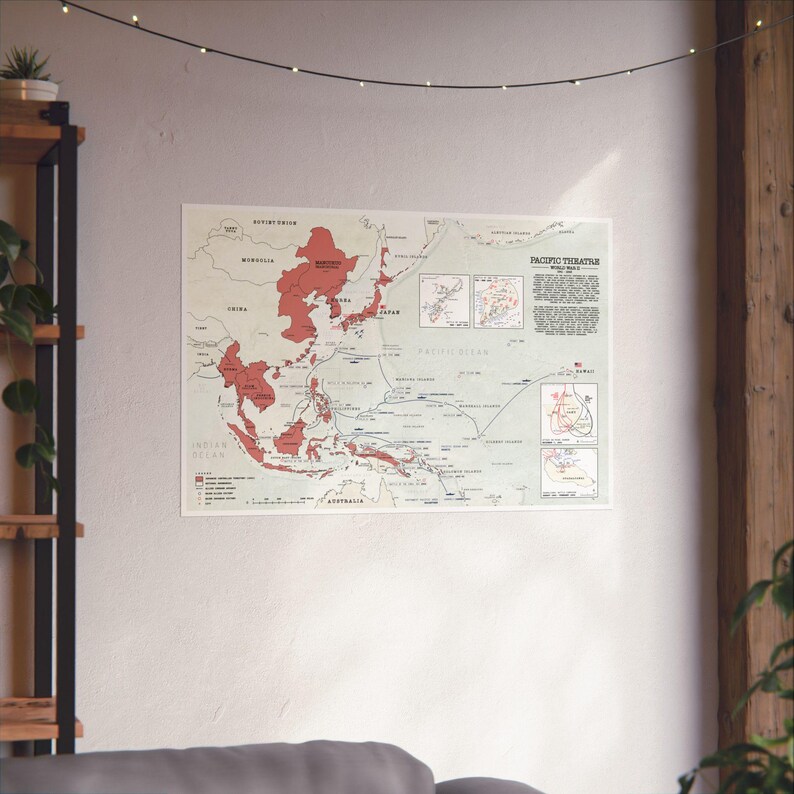 World War II Pacific Theater Map - Etsy