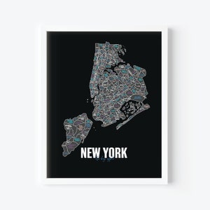 New York Karte Kunst - New York Druck - Stadt Straßen Wand Poster - Home Office Dekor - Reise Geschenk - New York Poster - Einweihungsparty Geschenk