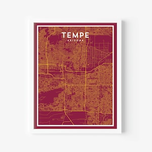 Stadt Karte Print - Tempe Minimalist Wandkunst - Arizona State Poster - Tempe Stadt Karte - individuelles Hochzeitsgeschenk - Karte Print - College Karte
