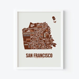 San Francisco Map Art - California Print - Affiche murale des rues de la ville - Décoration de bureau à domicile - Cadeau de voyage - Affiche de San Francisco - Cadeau de mariage