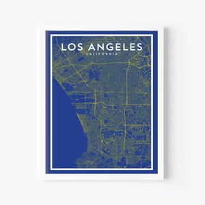 Impresión de mapa de Los Ángeles, Arte de mapa de LA California, Regalo de fanático del fútbol de los Rams, Regalo de inauguración de la casa de fanáticos de los deportes de la NFL, Impresión de mapa de las calles de Los Ángeles