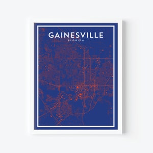 Stadskaart afdrukken - Gainesville minimalistische muurkunst - Florida poster - stadskaart van Gainesville - aangepaste huwelijksgeschenk - kaart afdrukken - College kaart