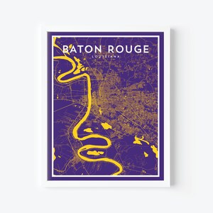 City Map Print - Baton Rouge Minimalist Wall Art - LSU Poster - Baton Rouge City Map - Custom Wedding Gift - Map Print - College Map