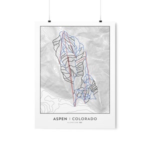 Aspen Ski Map Art - Aspen Colorado - Topografische kaart - Ski Decor Gift - Ski Trail Map - Trail Map - Colorado Poster - Topografische kaart