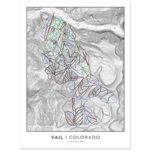 Vail Colorado Ski Track Map Kunstdruck: Topographische Ski Dekoration