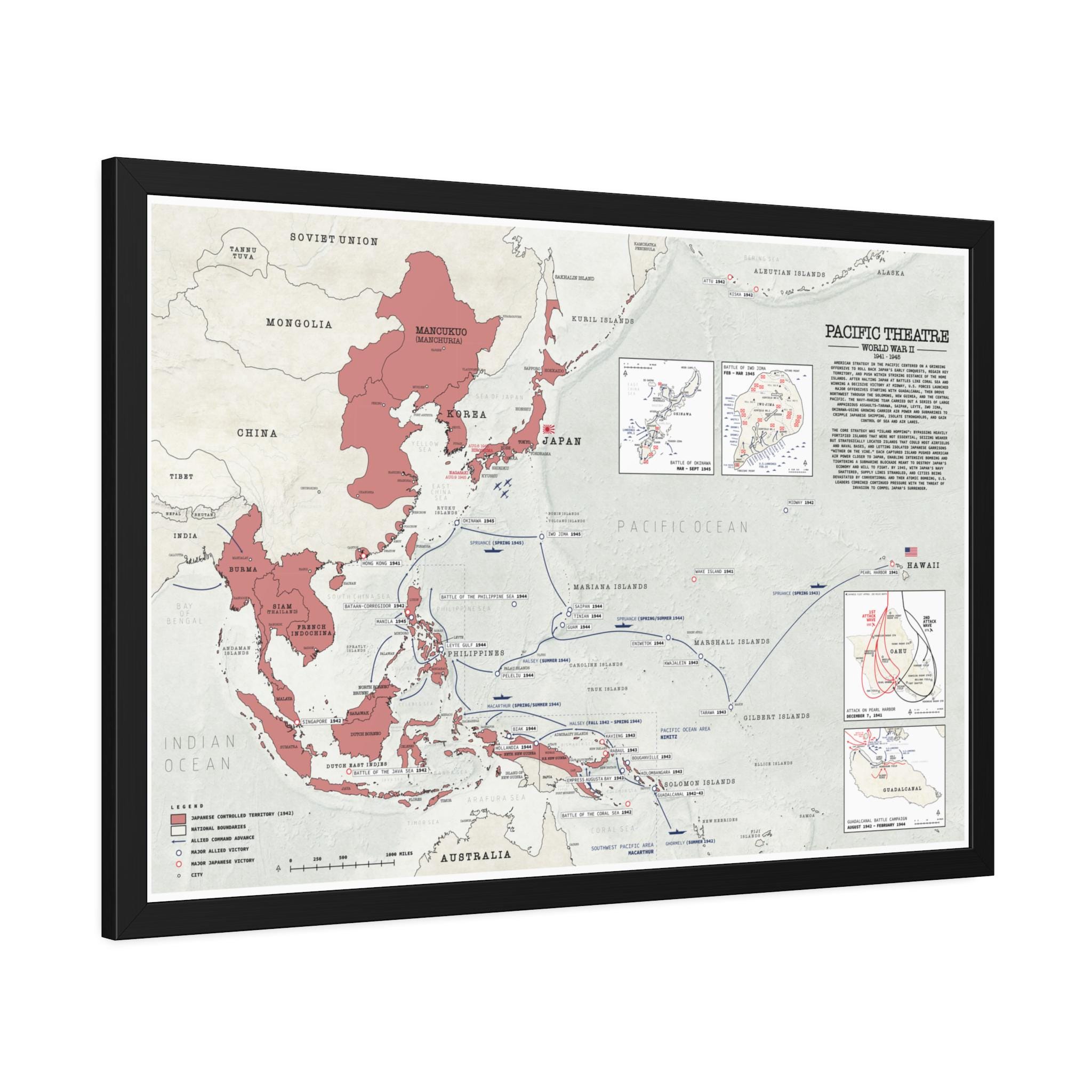 World War II Pacific Theater Map - Etsy