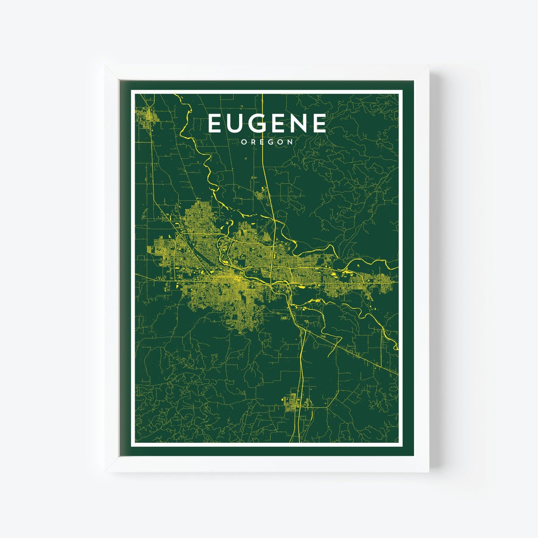 Eugene Map University of Oregon Eugene Print Eugene Art Etsy