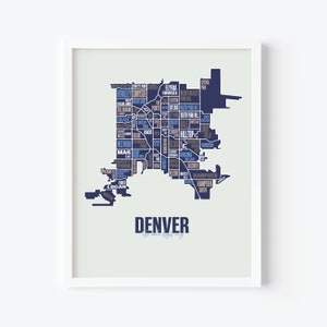 Arte del mapa de Denver - Impresión de Colorado - Cartel de la pared de las calles de la ciudad - Decoración del Ministerio del Interior - Regalo de viaje - Cartel de Denver - Regalo de boda - Inauguración de la casa