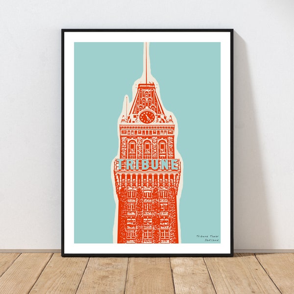 Tribune Tower Art Print by Embarcadero Prints | Tribune Tower Wall Art | Oakland Art Print | California Wall Art Decor