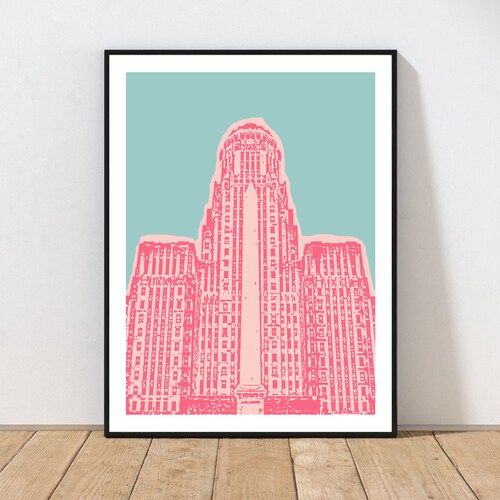 Buffalo New York Skyline Midcentury Wall Art Print Home Decor Etsy