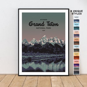 Grand Teton National Park Art Print by Embarcadero Prints | Grand Teton WPA Style Poster | Vintage NP Travel Print | Wyoming Travel Poster