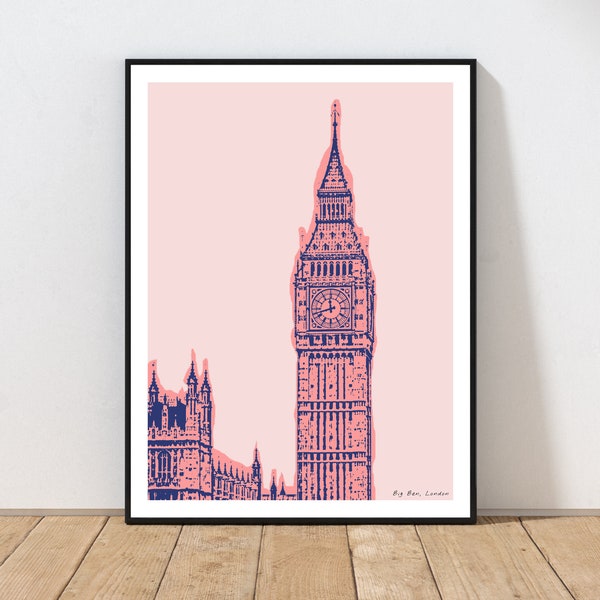 Big Ben Art Print de Embarcadero Prints / Big Ben Wall Art / London Art Print / Decoración de arte de pared de Inglaterra