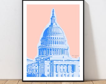 Impresión de arte del Capitolio de EE. UU. por Embarcadero Prints / Arte de la pared del Capitolio de EE. UU. / Impresión de arte de Washington / Decoración de arte de pared de DC