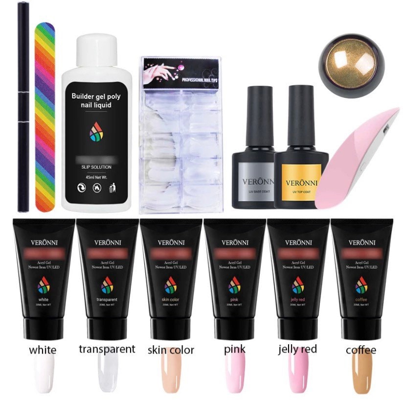Poly Gel Nail Starter Kit With UV Lamp 14 pieces Etsy