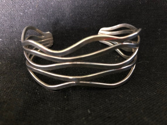 Sterling Silver Abstract Weave Cuff Bracelet - image 4