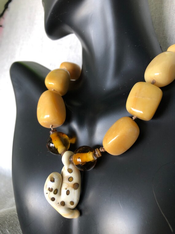 Tumbled Yellow Jasper Statement Necklace: Molded Glass  Jasper Glass Statement Neckalce main image 0