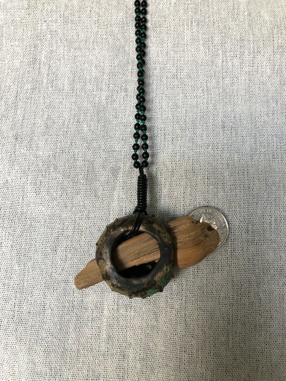 Unique Statement Necklace with Ceramic Shell-like… - image 2