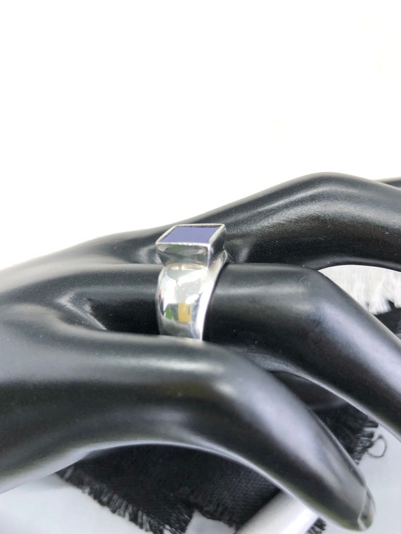 Brilliant Blue Lapis Sterling Silver Ring - image 2