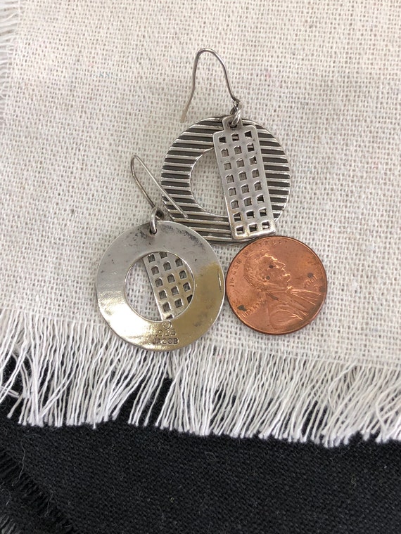 VINTAGE - Handmade Sterling Silver Geometric Earr… - image 4