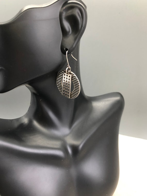 VINTAGE - Handmade Sterling Silver Geometric Earr… - image 5