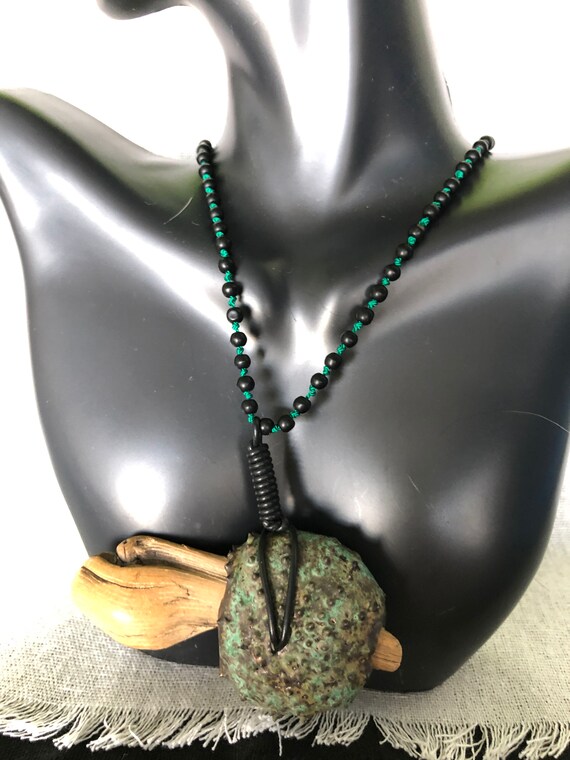 Unique Statement Necklace with Ceramic Shell-like… - image 1