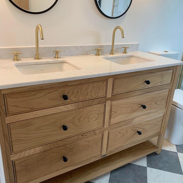 Chelmsford Double Undercounter Wooden Vanity. Oak Vanity