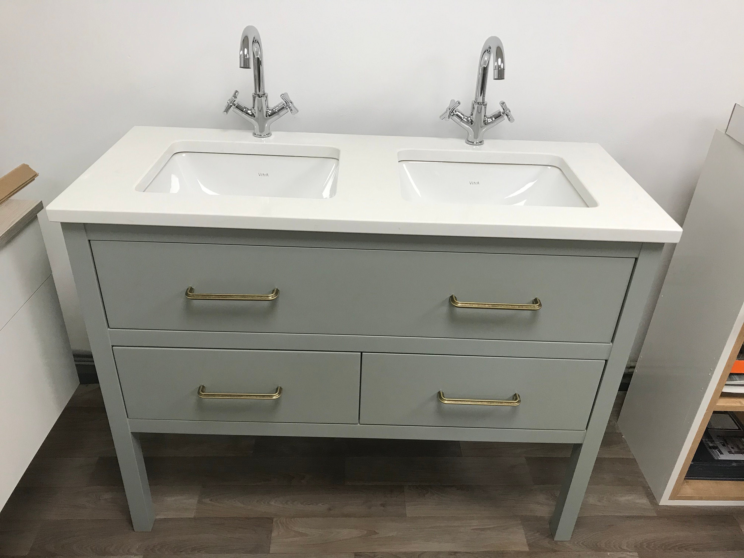 Painted vanity unit with double undermount basin. Etsy