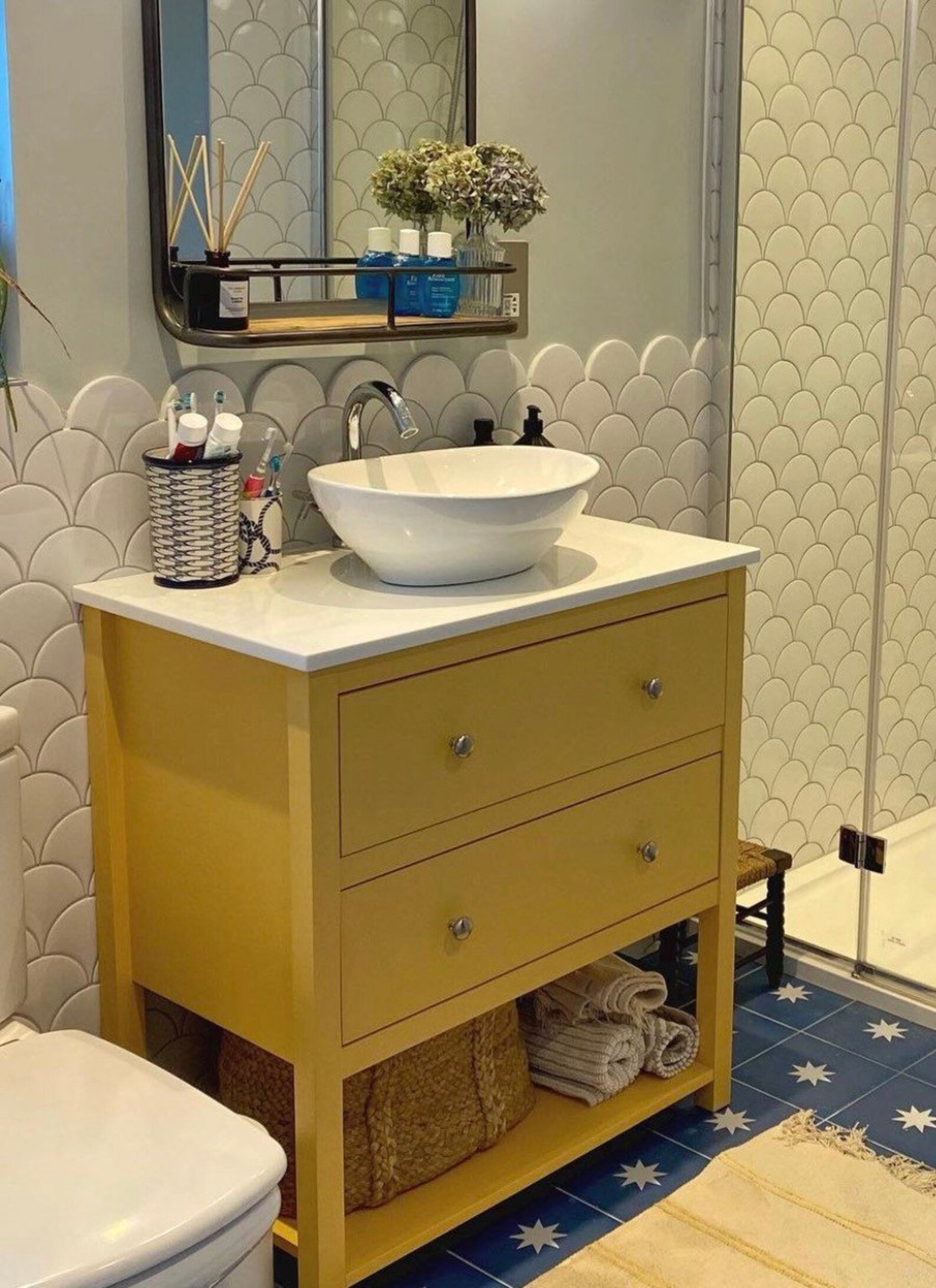 Painted Vanity Unit Ceramic Basin Marble Countertop Any Etsy UK