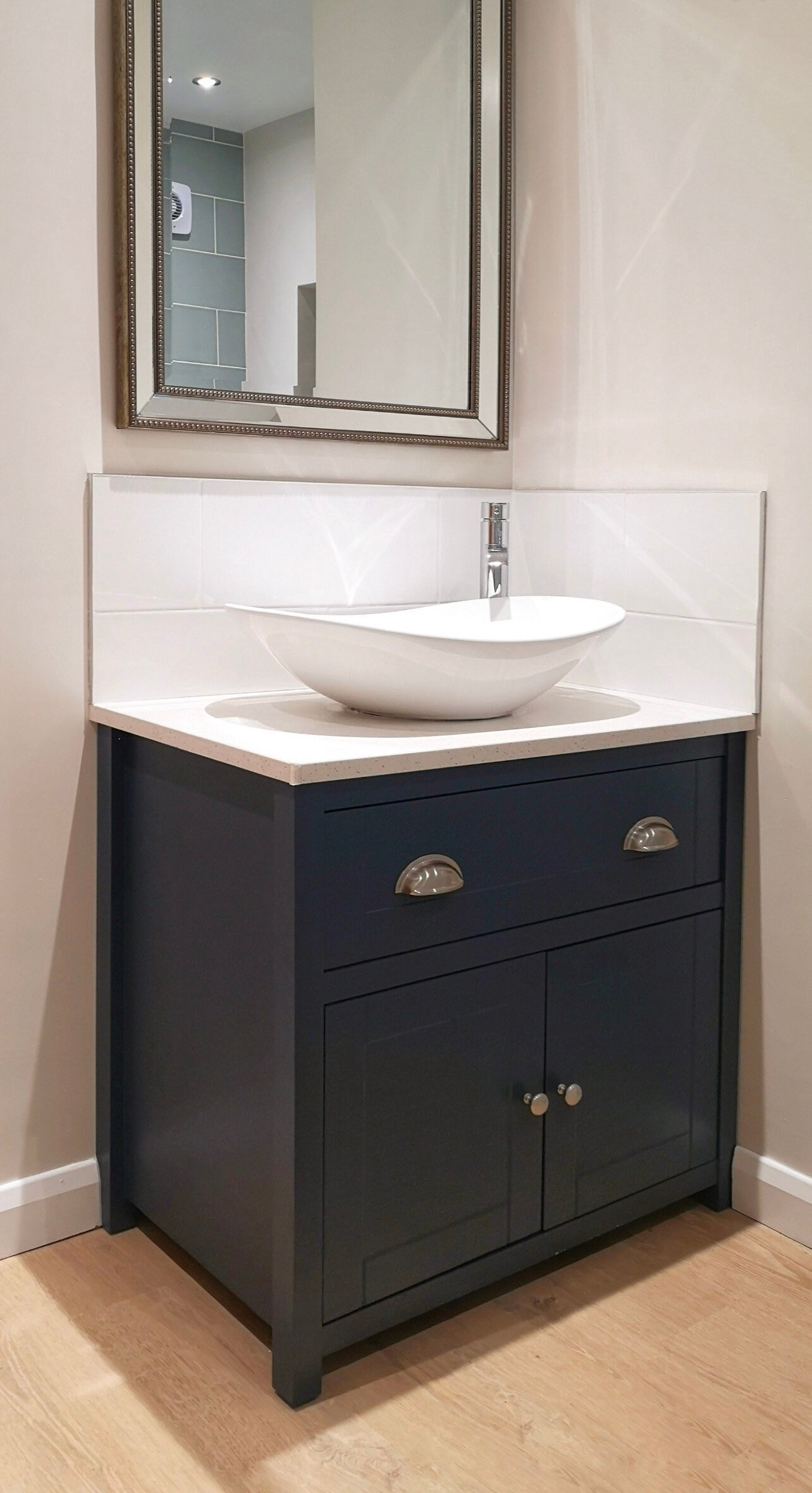 Countertop Vanity Unit Painted in Farrow & Ball. Ceramic Sink. Lincoln