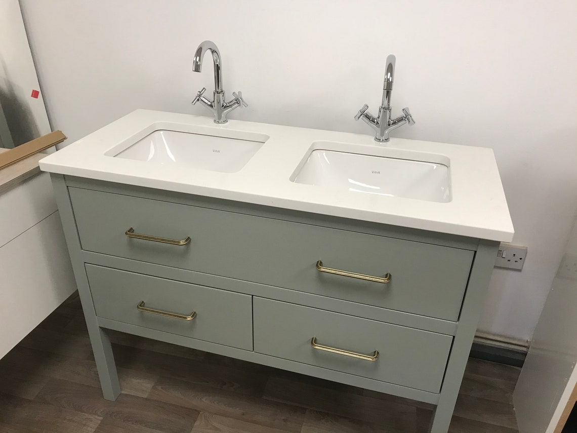 Painted vanity unit with double undermount basin. Etsy