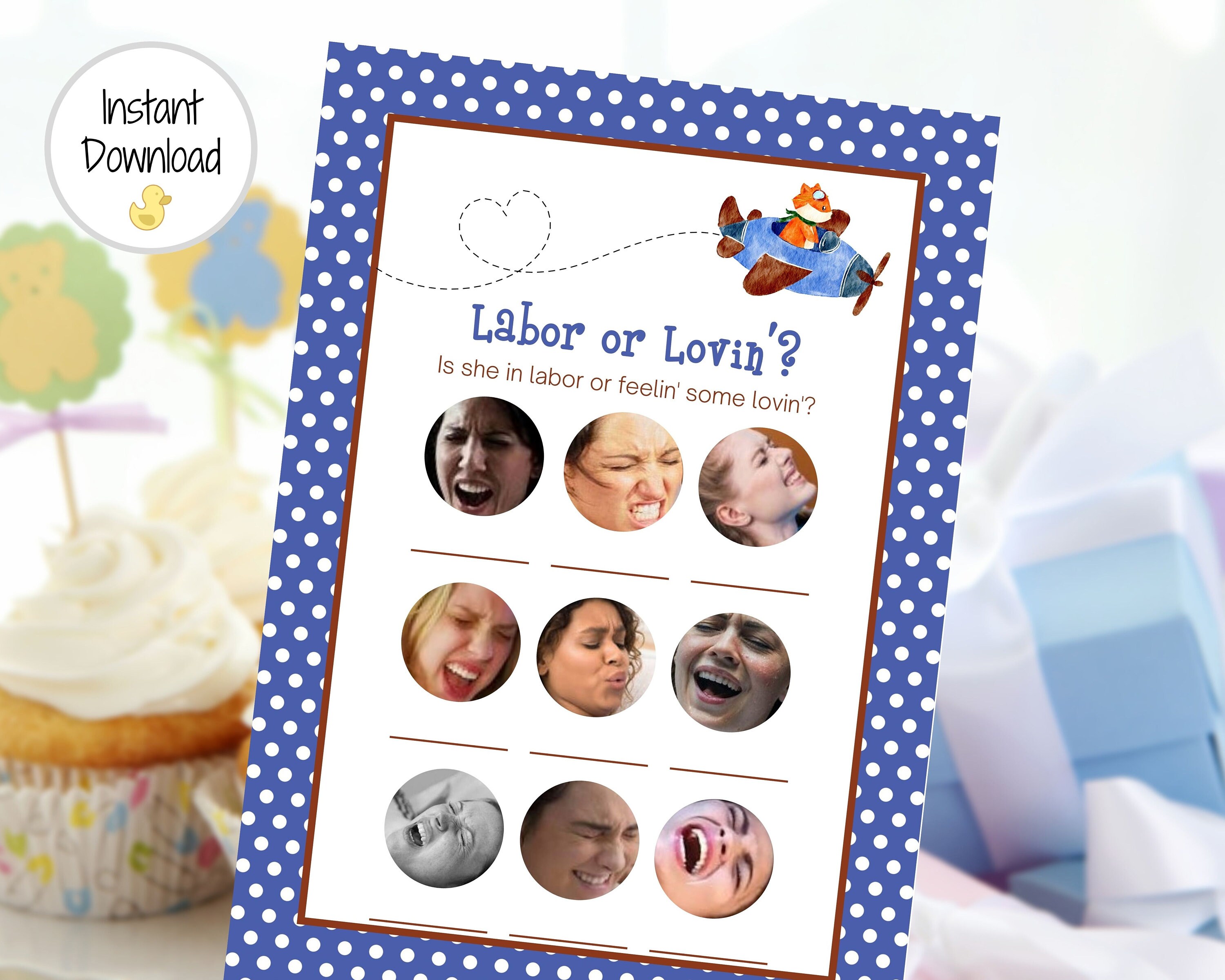 Labor or Lovin' Game Baby Shower Game Printable Baby Etsy