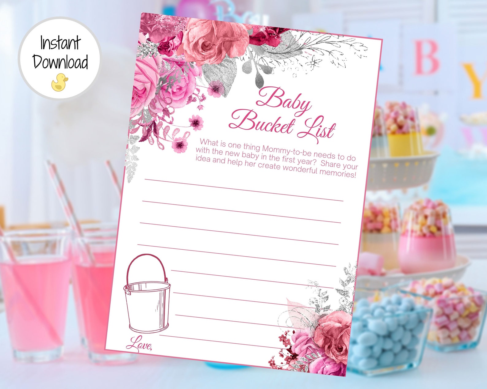 Baby Bucket List Baby Shower Game Printable Baby Shower Etsy