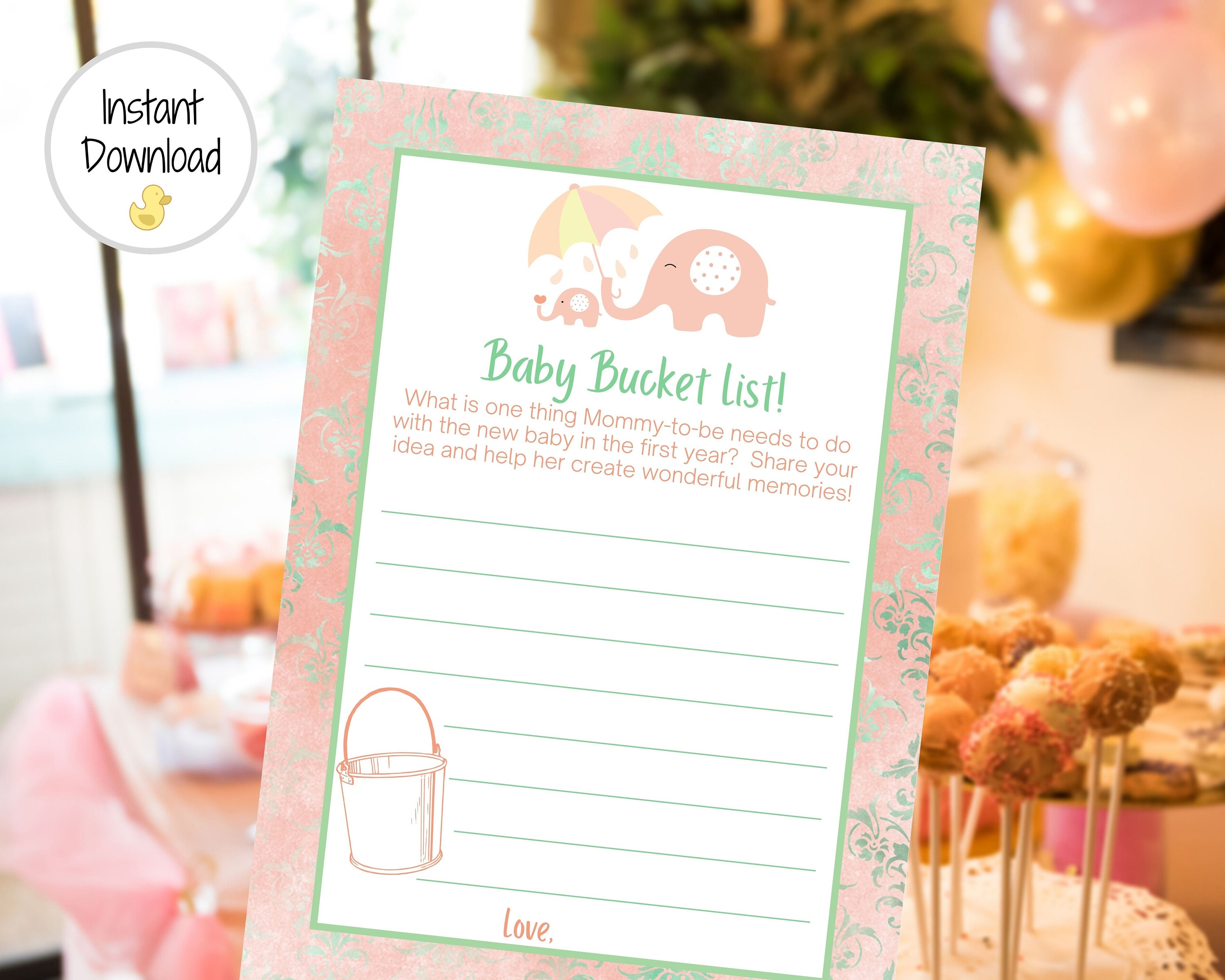 Baby Bucket List Baby Shower Game Printable Baby Shower Etsy