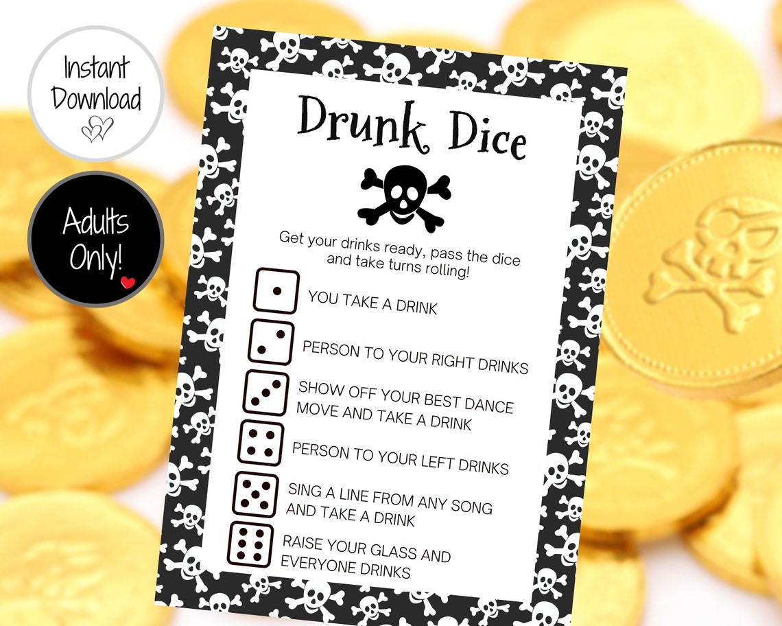 drunk dice drinking game pirate birthday game party game